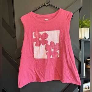 Sonoma Floral Graphic Muscle Tank Top, Sleeveless Pink Tee, Casual Summer Shirt